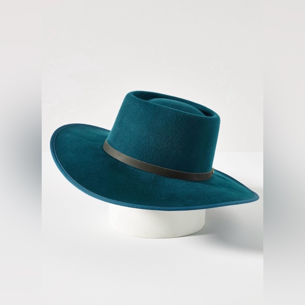 ‼️RARE‼️🎸WYETH🎸🔥NWT🔥Teal Wide Brim Hat with Black Band - Picture 2 of 16